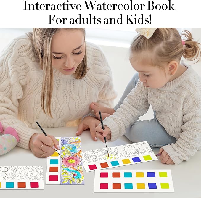 JCREN Watercolor Painting Books, Pocket Watercolor Painting Coloring Kit, Paint with Water Bookmarks Travel Activity Party Favors for Kids Toddlers Gifts for Boys and Girls