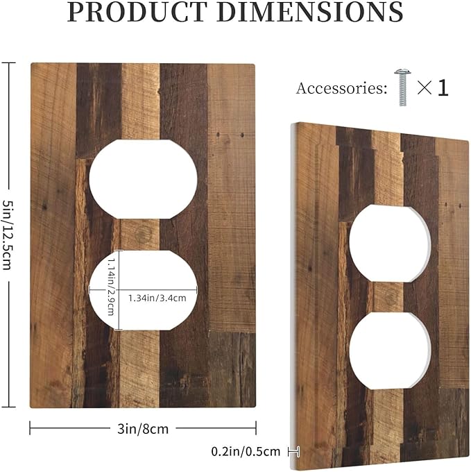 Outlet Covers Natural Wood Brown Wooden Planks 1 Gang Duplex Light Switch Cover Decorative Switch Plates Electrical Receptacle Faceplate Wall Plate For Farmhouse Cabin Decor