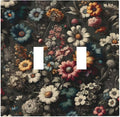 Decorative Light Switch Plate Covers Bohemian Colorful Floral Blue White Yellow Red Flowers 2 Gang Wall Plate Double Toggle Switch Cover Plate Electric Dual Device Electrical Faceplate