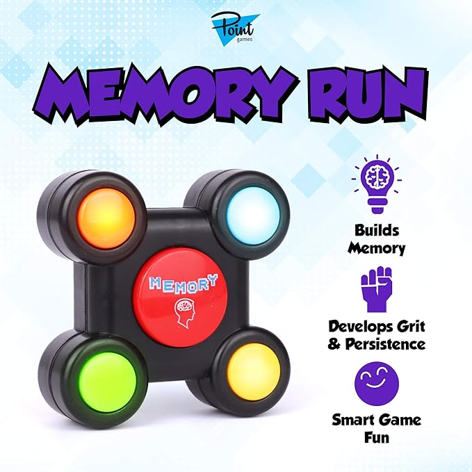 Point Games Memory Run - Electronic Memory Handheld Game with Lights - Competitive Maze Challenge Gameplay -Cognitive Developmental Brain Teaser Puzzle Toy - Kids Ages 6+