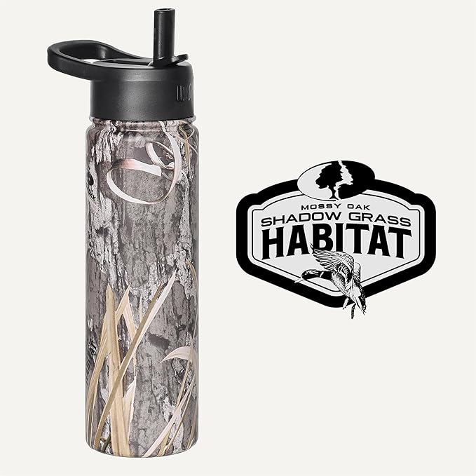Wildkin Mossy Oak 22oz Kids Water Bottle – Leakproof, Vacuum-Insulated, Durable, Easy-Clean - Shadow Grass