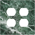 Outlet Covers Forest Marble Dark Green With White Vein 2 Gang Double Duplex Decorative Light Switch Covers Electrical Wallplates Socket Faceplate For Bathroom Kitchen Decor