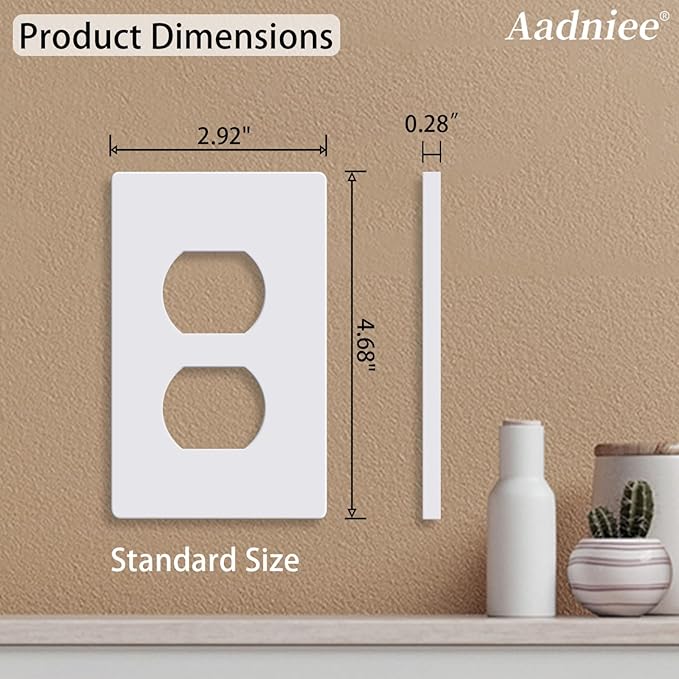 1-Gang Screwless Duplex Wall Plates, Decorative Outlet Covers, Standard Size 2.92" x 4.68" Switch Plate, No Visible Screw, Unbreakable Thermoplastic (10 Pack, Gloss White)