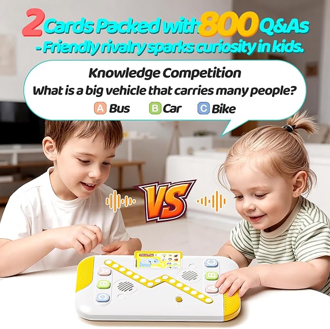 Educational Toys for Kids 3-6 Years Old, Interactive Quiz Battle Game with 800 Questions, 2-Player Learning Toy, Montessori Brain Training, Autism Sensory Speech Therapy Gift for Toddler Boys Girls