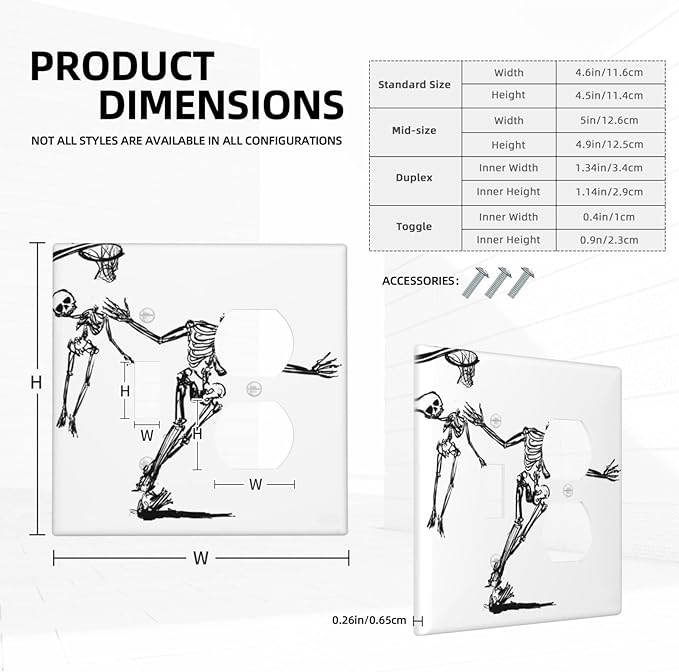 Wallplates Skeleton Basketball Funny Skull Stick Figure 1 Toggle 1 Duplex Switch Plate Electrical Gfci Faceplate Decorative Light Switch Covers For Home Office Decor