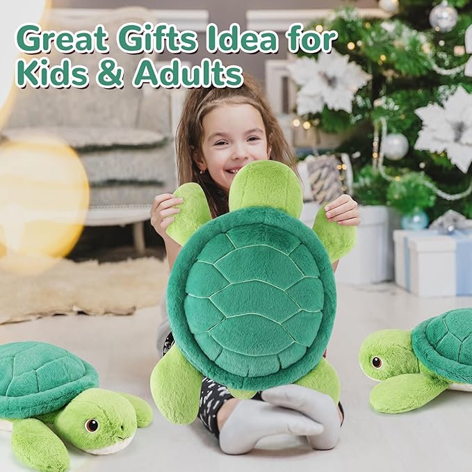 gnomantic Turtle Weighted Stuffed Animals - 28 Inch 5.0 Pounds Weighted Plushies Sea Turtle Stuffed Animal - Large Tortoise Plush Pillow - Cute Plush Toy Gifts for Kids & Adults (28" 5.0 lbs)