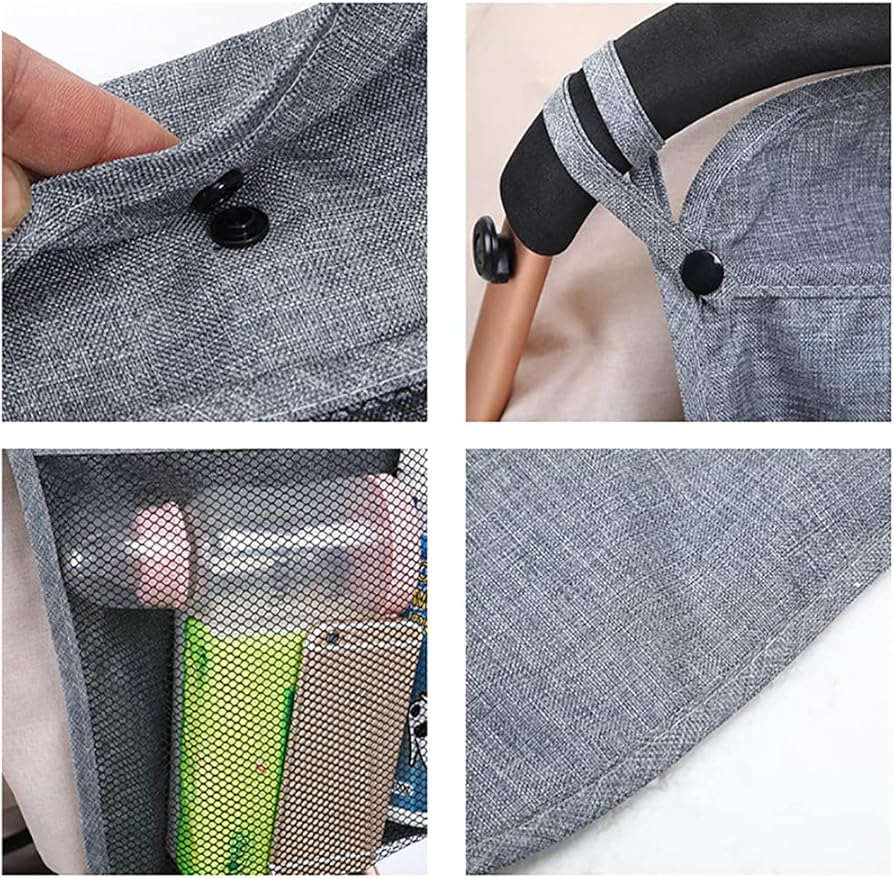 2Pcs Pack Baby Stroller Organizer With Two compartments Front Mesh Pocket for Bottle Nappy Diaper Storage,Fits for Stroller like Uppababy, Baby Jogger, Britax, Bugaboo, BOB (BLACK E)