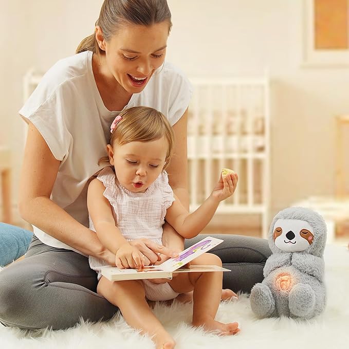 Breathing Stuffed Animal,Soothing Stuffed Animal for Anxiety Relief with Realistic Breathing Motion, Calming Music, Gentle Lights,Machine Washable,Ideal for Baby Adult and Relaxation(Sloth)