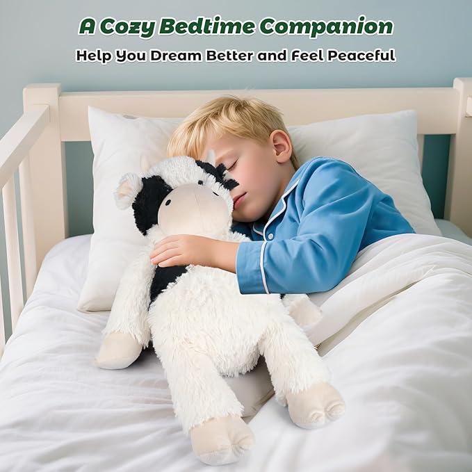 Bobbie & Laxi 24" & 4.5lbs Cow Stuffed Animal, Sitting & Laying Weighted Stuffed Animals, Cuddly & Soft Weighted Cow Plush for Adults & Kids, Cow Gifts for Christmas & Valentine’s Day