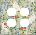 Outlet Covers Vintage Floral Cute Cat Colorful Flowers 2 Gang Double Duplex Decorative Light Switch Covers Electrical Wallplates Socket Faceplate For Bed Room Living Room Decor