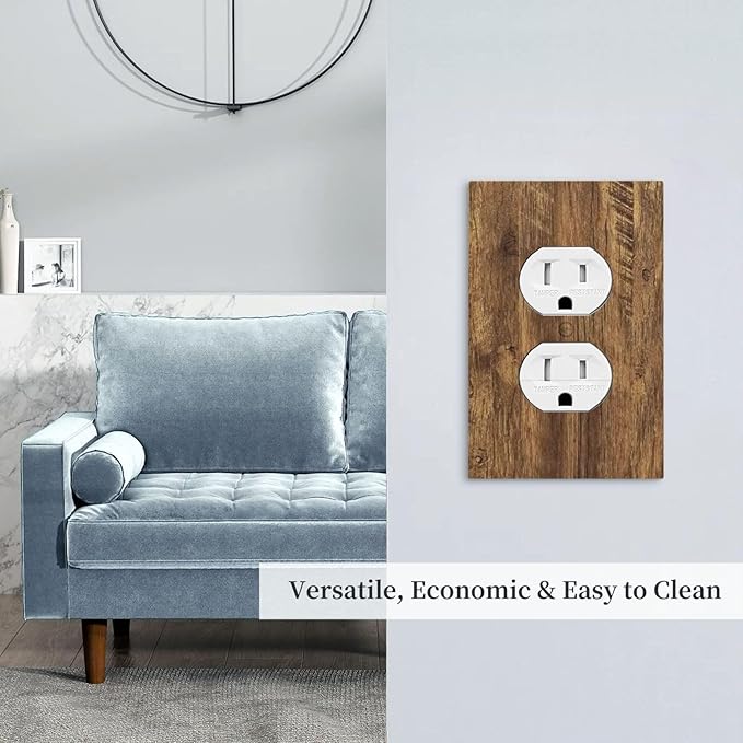 Outlet Covers Rustic Wood Grain Country Vintage Wooden Board 1 Gang Duplex Light Switch Cover Plate Decorative Wall Plates Socket Cover Electrical Switchplate for Farmhouse Home Decor
