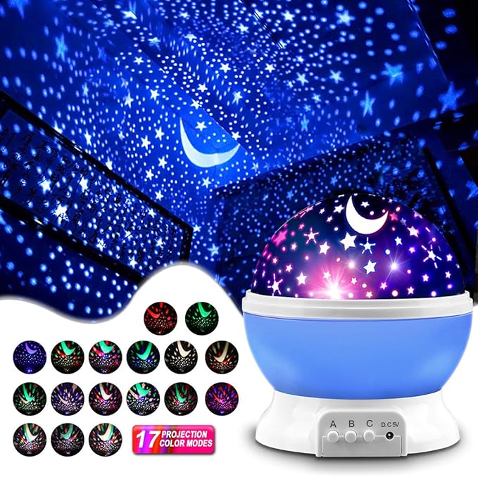 Star Projector Night Light for Kids, Kid Night Light Projector with Glow in The Dark Stars, Nightlight for Kids Room Decor, Gifts for 3 4 5 6 Year Old Boys Birthday Toys Blue