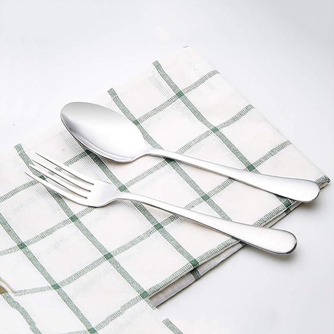 VANRA 2-Piece Children Flatware Set - Stainless Steel Child Silver Cutlery Set (1 Fork + 1 Spoon)