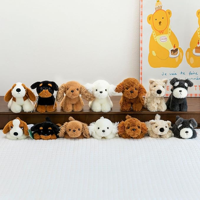 PEACH CAT Golden Retriever Dog Stuffed Animal Cute Puppy Plushies Small Plush Toys Gifts for Kids Brown
