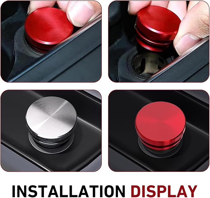 WZP Cigarette Lighter Plug Cover, Aluminum Cigarette Lighter Socket Cover Cap, Dustproof Waterproof Plug Covers Replacement, Universal for Car Power Port Outlet with Standard 12V Power Source (Red)