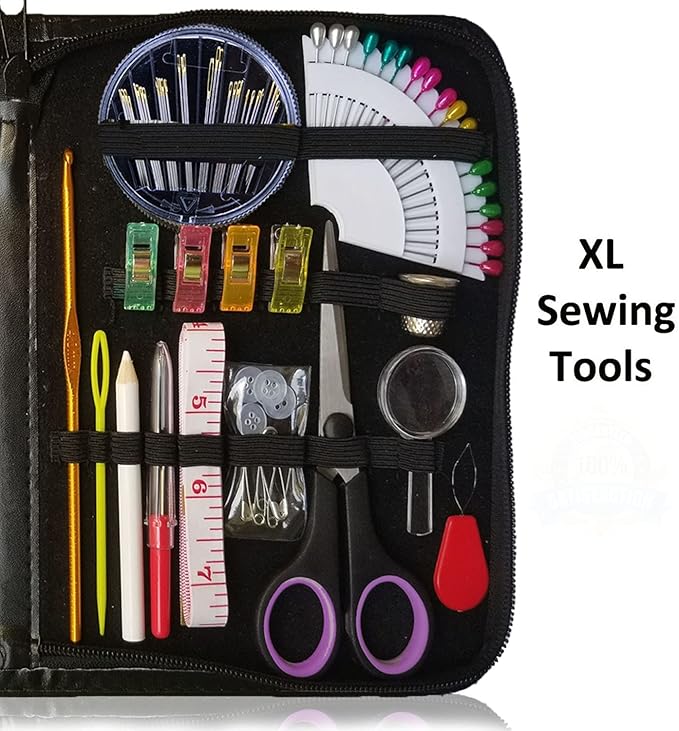 ARTIKA Sewing Kit for Adults and Kids (119 PCS) - Small Beginner Set w/Multicolor Thread, Needles, Scissors, Thimble & Clips - Emergency Repair and Travel Kits - Sewing Accessories and Supplies