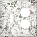 Boho Floral Leaf Vintage Watercolor Flower Wallplates 1 Toggle 1 Duplex Switch Plate Electrical GFCI Faceplate Decorative Light Switch Covers for Farmhouse Bedroom Decor