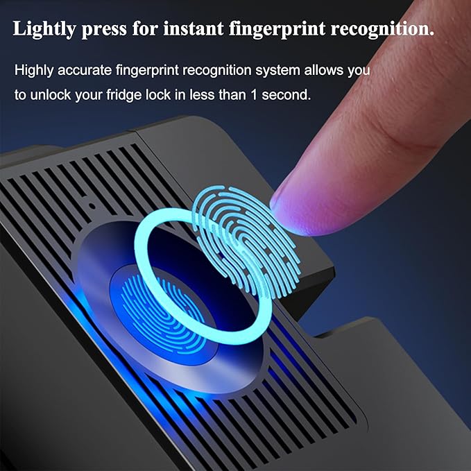 Fingerprint Child Proof Door Lock 2Pcs, Refrigerator Lock with Fingerprint & Door Locks for Kids safety, for Door Lock, Fridge Lock, Cabinet Locks and Window Locks,Strong Adhesive No Drilling