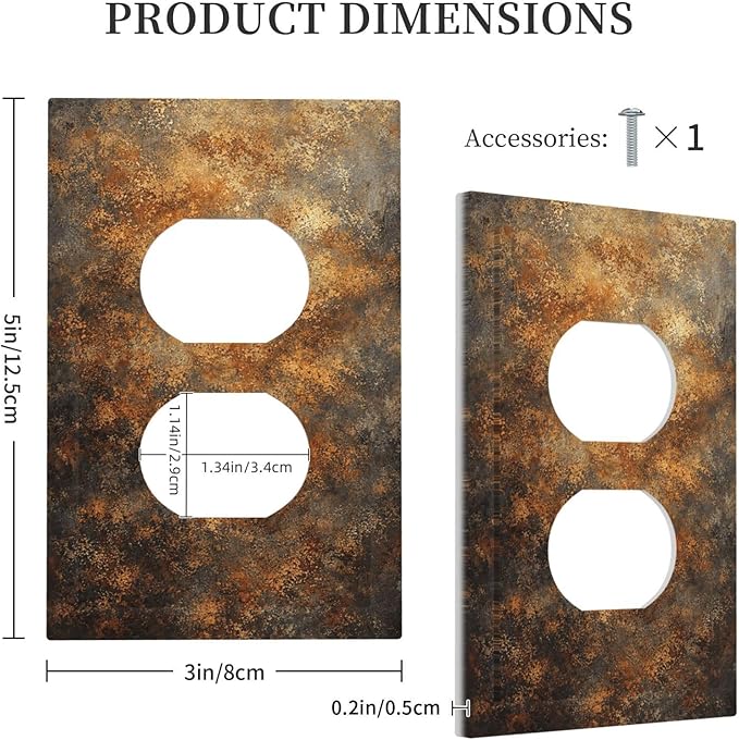 Decorative Outlet Covers Vintage Rust Pattern in Brown gold 1 Gang Duplex Light Switch Cover Plate Unique Wall Plates for Electrical Outlets Switch Plate Covers for Bedroom Home Decor