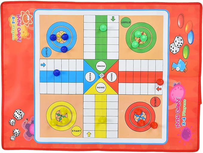 Pongnas NonWoven Snakes and Ladders Kids Ludo Game Board Set for Family Fun and Educational Play