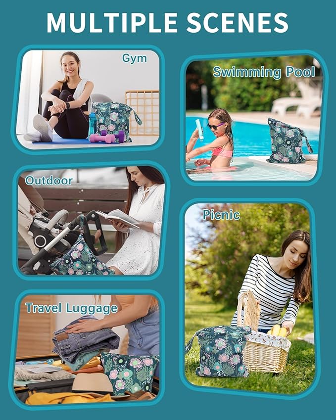 babygoal Waterproof Wet Dry Bag for Swim Diapers, Swimsuit, Travel, Beach Pool Daycare Yoga Stroller Bag, Leakproof Food Storage & Wet Clothes Organizer