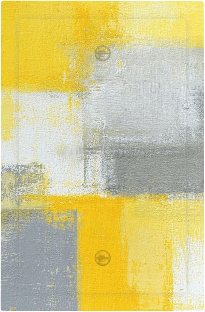 Light Switch Cover Retro Modern Gray Yellow Ombre Abstract Art Wall Plate Cover 1 Gang Blank No Device Decorative Outlet Covers Electrical Switchplate for Bathroom Bedroom Decor