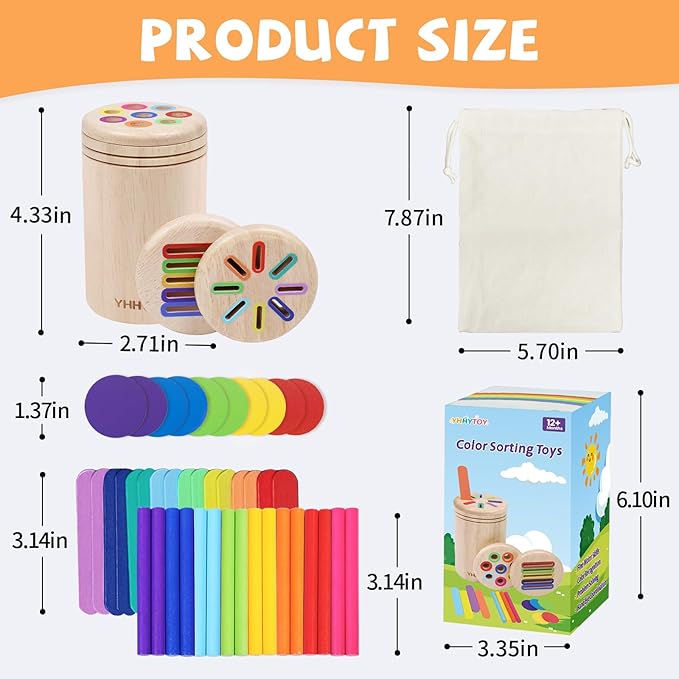 YHHYTOY Montessori Toys for 2 3 4 Years Old, 3 in 1 Educational Sensory Color Sorting Toys for Toddlers 1-3, Fine Motor Skills Preschool Learning Activities, 2 3 4 Year Old Girls Boys Birthday Gifts