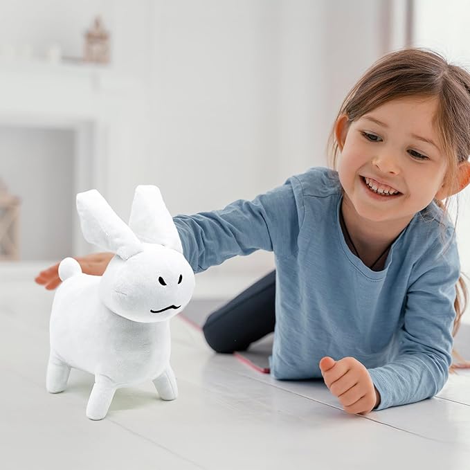 White Gubby Rabbit Plush Toy – Soft Forsaken Gubby Plush Stuffed Animal, Cute Game Character Collectible Plushie Gift for Kids and Gamers (Rabbit White Gubby)