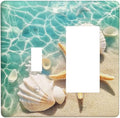 Outlet Covers Sea Shells And Star Fish In Ocean Beach 1 Toggle 1 Rocker Combination Decorative Wall Plate Electrical Switch Plates Light Switch Cover Plate For Bathroom Home Decor