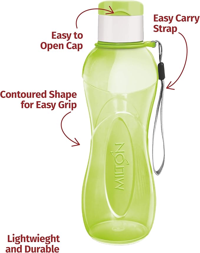 MILTON Sports Water Bottle Kids Reusable Leak-proof 25 oz 56 Set Plastic Wide Mouth Large Big Drink Bottle BPA & Leak Free With Handle Strap Carrier For Cycling Camping Hiking Gym Yoga