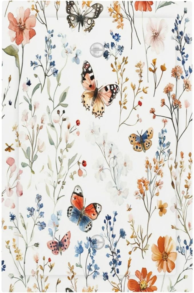 Light Switch Cover Plate Vintage Wildflowers Plants Floral 1 Gang No Device Blank Electrical Wall Plates Faceplate Decorative Switch Plate For Bed Room Living Room Decor