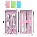 3 Pack 7Pcs Manicure Set,Cute and Surprisingly Sturdy Stainless Steel Nail Clipper Set with case, Great Gifts Personal Pedicure Kit for Women Men Girls Travel, Pink Blue Green