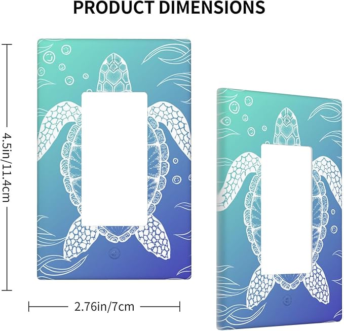 Sea Turtle Ocean 1-Gang Rocker Wall Plate, Blue Coastal Switch Plate for Bathroom, Beach House & Coastal Home