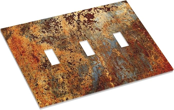 Rust Old Rusty Copper Rustic 3 Gang Light Switch Cover Decorative Triple Toggle Wall Plate Electrical Faceplate Switch Plug Face Plate