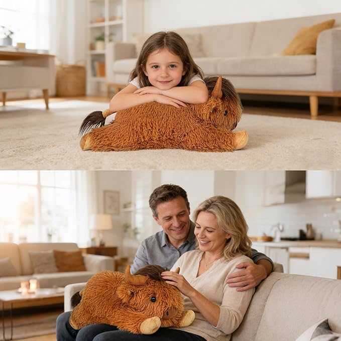 WDXDSOB Weighted Highland Cow Stuffed Animals, 4.2 Lbs Weighted Highland Cow Plush for Kids & Adults, 21.6 Inch Large Cattle Pillow Toy Gift for Christmas Birthday Gift