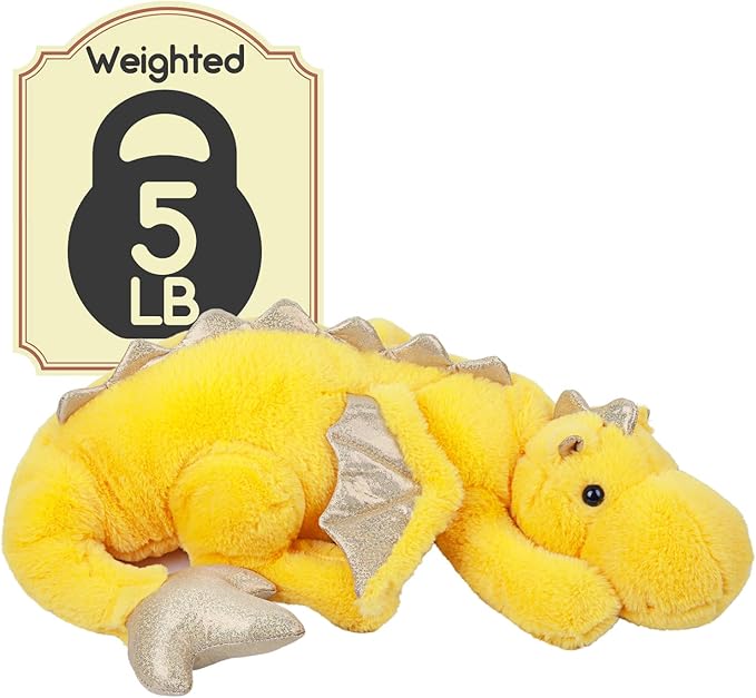 ARELUX Giant Weighted Winged Dragon Plush Toy - 35.4" 5lbs Soft Stuffed Animal, Pterosaur Plushie Fuzzy Dinosaur Pillow Plushies Cuddly Removable and Washable Yellow