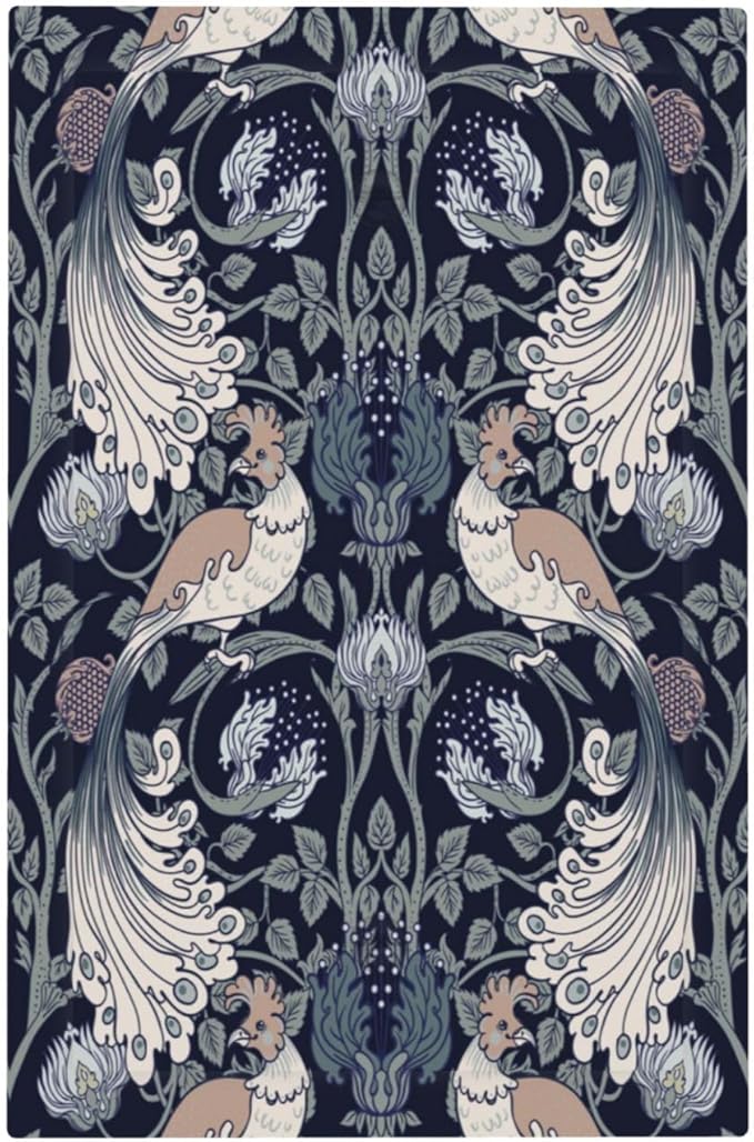 William Morris Vintage Floral Birds Peacocks 1 Gang Light Switch Covers No Device Wall Plate Decorative Blank Switchplate Electrical Faceplate for Country Bathroom Bedroom Decor