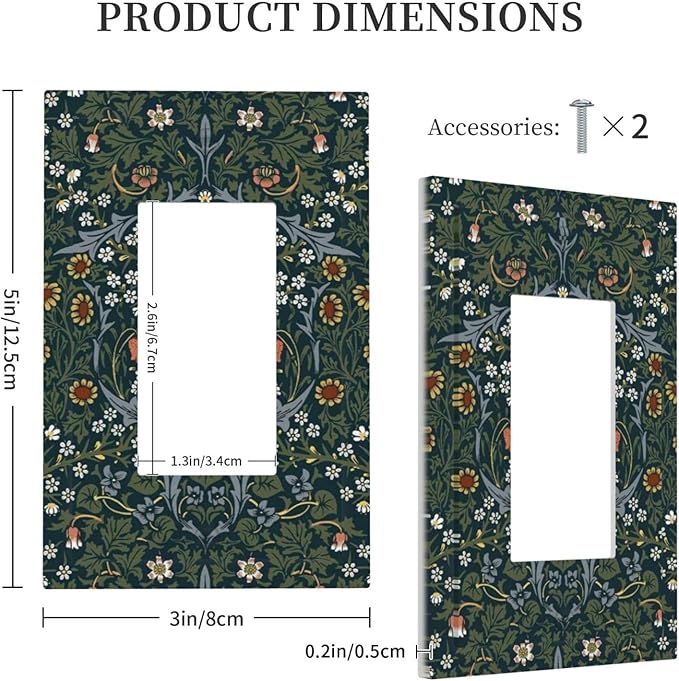 Decorative Outlet Covers Colorful Floral Boho Flower Plant Leaf 1 Gang Single Rocker Light Switch Cover Plate Wall Plates Gfci Faceplate For Bed Room Living Room Decor