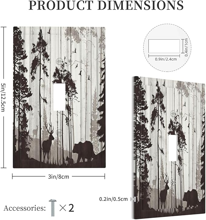 Light Switch Cover Rustic Deer Hunting Forest Woodland 1 Gang Wall Plate Cover Country Single Toggle Outlet Covers Decorative Switchplate Electrical Faceplate for Farmhouse Home Decor