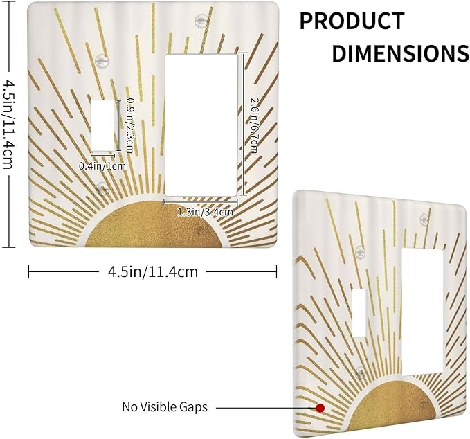 Decorative Outlet Covers Midcentury Golden Sun Minimalism Sunrise 2 Gang 1 Gang Wall Plate Single Toggle Rocker Device Combination Light Switch Cover Plate Jumbo Switch Plate Cover