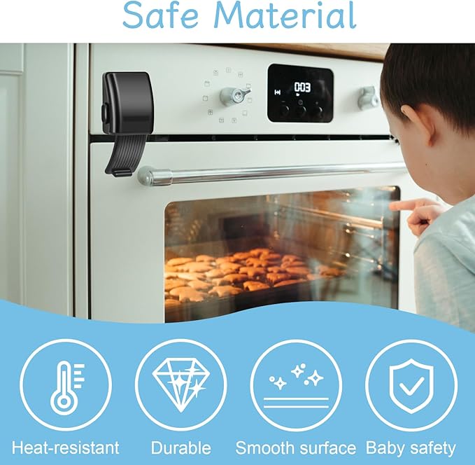 2 PCS Oven Lock Child Safety, Oven Door Lock Baby Proofing Black Oven Lock for Children with Self-Adhesive Oven Kids Safety Lock Oven Safety Locks for Toddlers