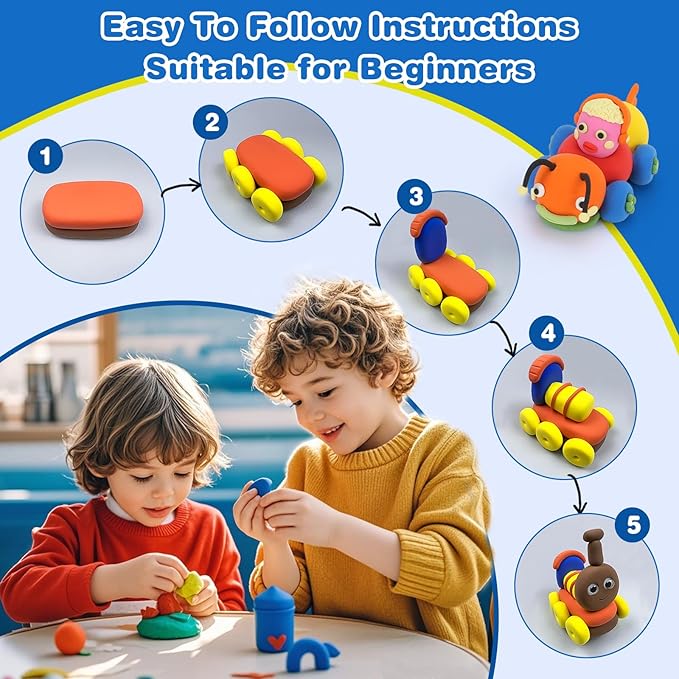 Ixiaoyoo Air Dry Clay for Kids, 78 Colors Modeling Magic Clay, Safe & Non-Toxic, DIY Model School Arts & Crafts Kit with Tools, Home Party Favors, Birthday & Christmas Toys Gift for Boys & Girls