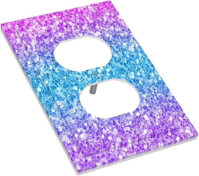 Outlet Covers Fantasy Colorful Glitter Blue Purple Gradient 1 Gang Duplex Light Switch Cover Plate Decorative Wall Plates Socket Cover Electrical Switchplate for Kids Room Home Decor