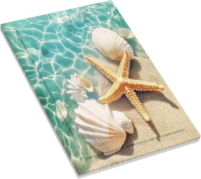 Light Switch Cover Plate Sea Shells And Star Fish In Ocean Beach 1 Gang No Device Blank Electrical Wall Plates Faceplate Decorative Switch Plate For Bathroom Home Decor