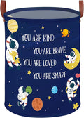 Space Decor for Boys Room Basket -Astronaut Decor Baby Hamper,Planets Stars Kids Toy Basket Storage Bin, Outer Space Blue Laundry Hamper (Space-Astronaut)