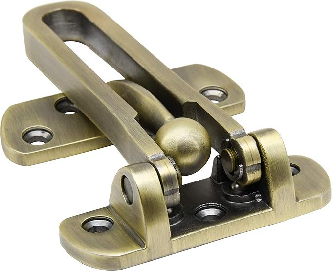 Earl Diamond Door Lock Latch for Home Security - Swing Bar Door Guard for Front and Inside Door, Safety Childproof Reinforcement Door Stopper for Kids Home Hotel Apartment, Antique Bronze