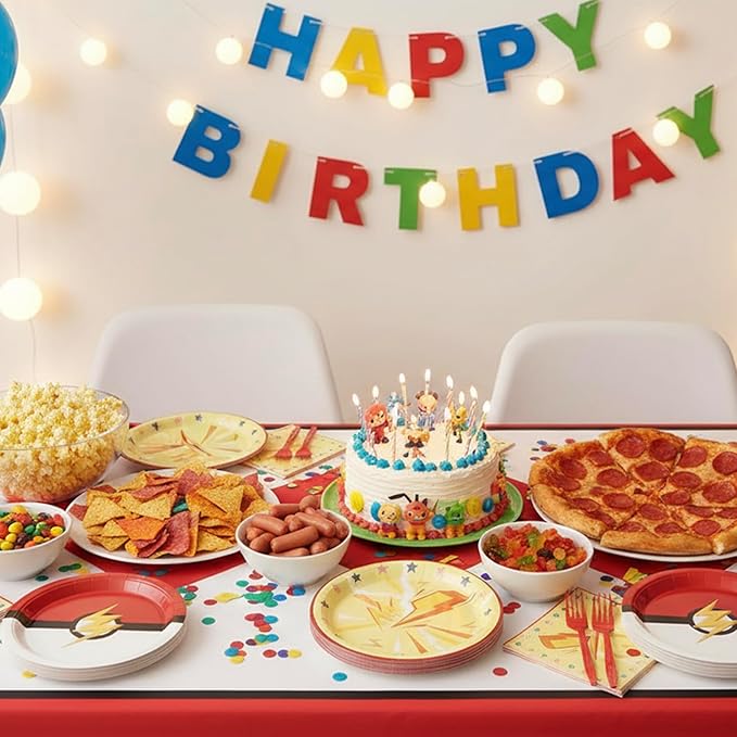 Cartoon Animation Plates and Napkins Party Supplies | 25 7inch Dessert Plates | 25 9inch Disposable Plates | 25 Napkins | 25 Forks | 1 Tablecloth Boy Girl Birthday Games Themed Party Tableware