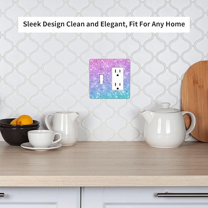 Pink Blue Mermaid Double Gang Toggle Rocker Decorative Light Switch Cover, 2-Gang Wall Plate Outlet Cover