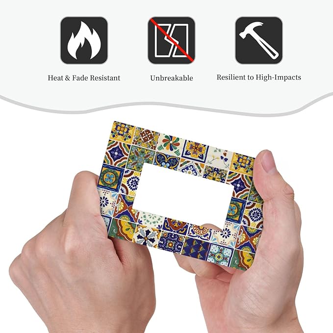 Yellow Mexican Moroccan Sun Tile 1 Gang Decorator Light Switch Cover Single GFCI/Rocker Outlet Switch Wall Plate for Dimmer,USB Outlet Mid Size