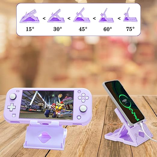GUTIAL Accessories Bundle for Nintendo Switch Lite - Cute Kawaii NS Lite Accessories kit for Grils Boys Kids with Carrying Case, Cartoon Cover Case, Screen Protector, Stand - Purple